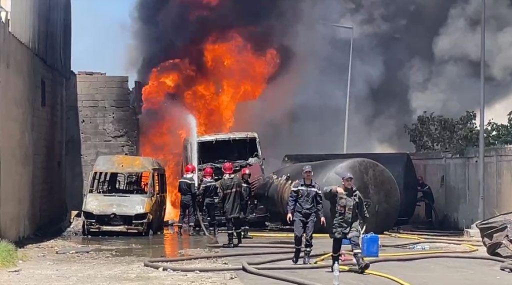 انفجار حاوية صهريجية بطنجة